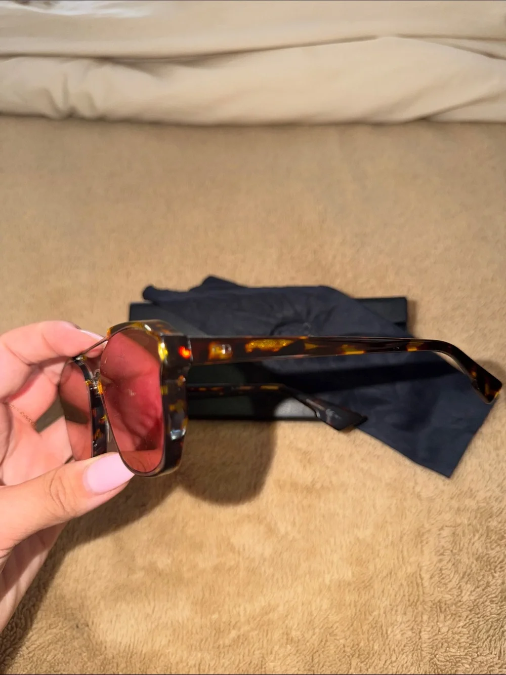Dior Womens Tortoiseshell Frame Sunglasses with Purple Lenses